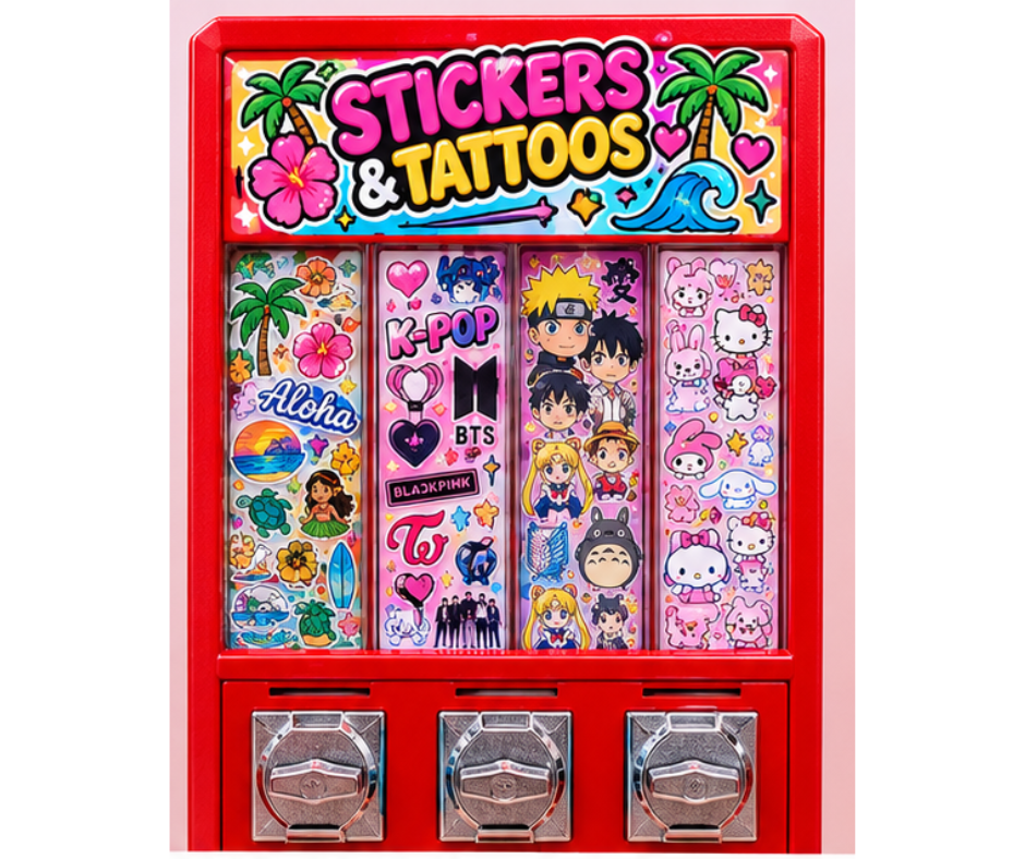 3 Column Sticker/Tattoo Vending Machine